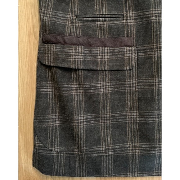 Gio Matto Wool Sport Coat 40R Brown Plaid Blazer Suede Collar Elbow Patches - Picture 4 of 14